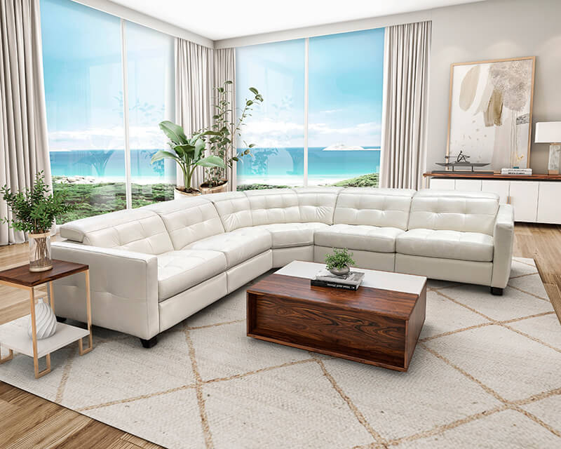 White sectional by Hayek's Leather Furniture