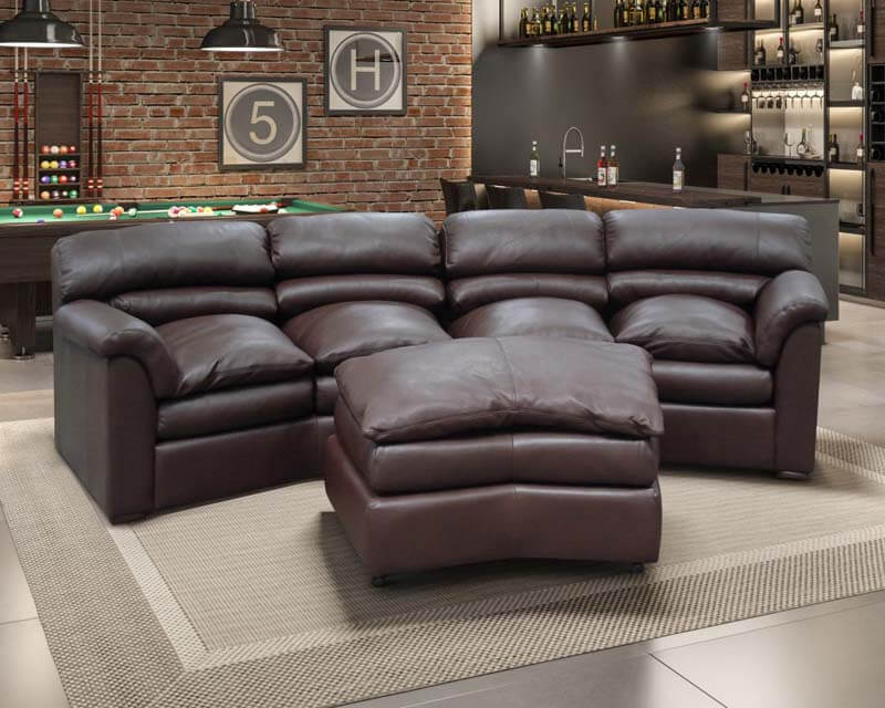 brown leather sectional by Hayek's Leather Furniture