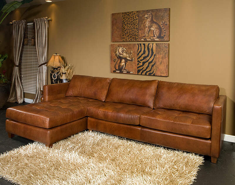 Brown leather couch by Hayek's Leather Furniture
