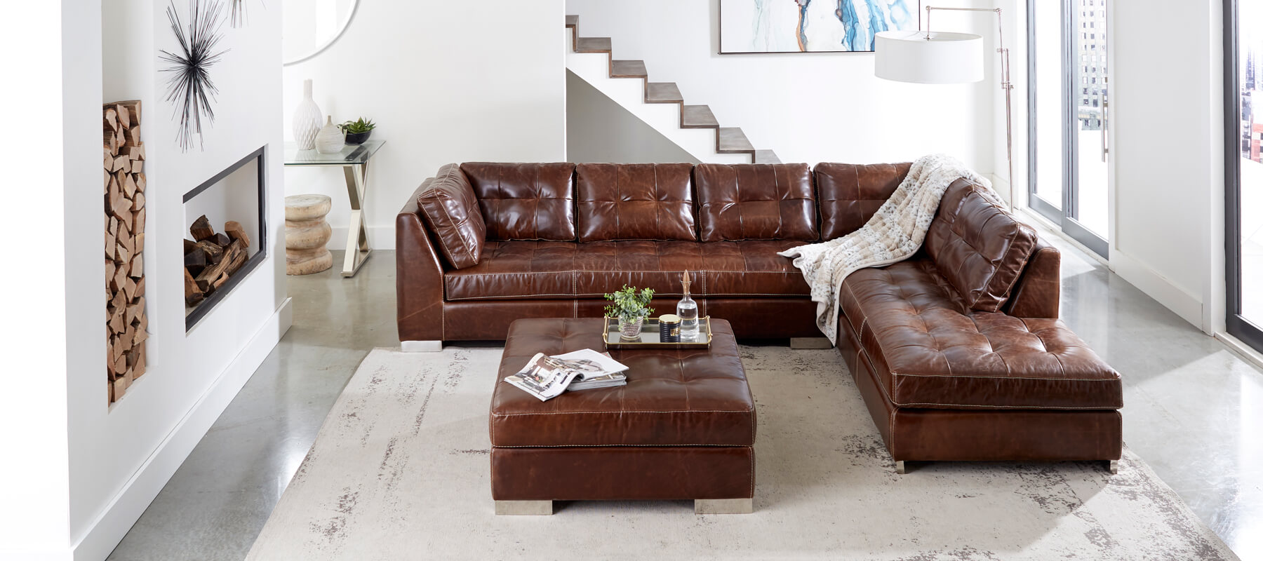 Brown leather sectional from Hayek's Leather Furniture