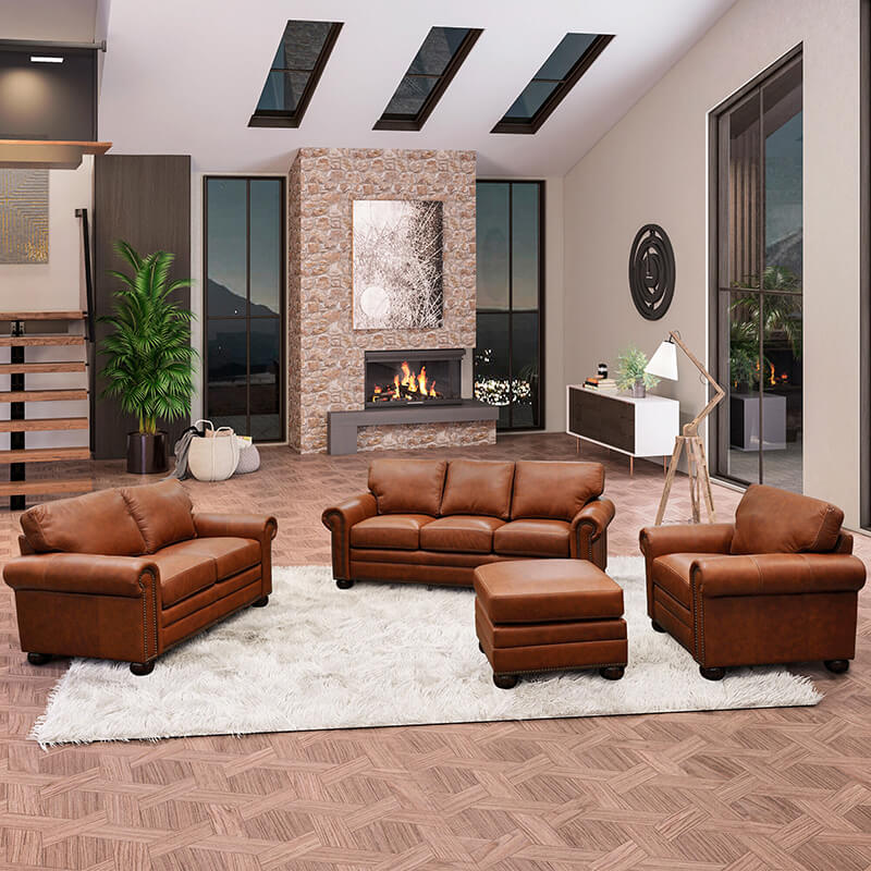 Brown leather set by Hayek's Leather Furniture
