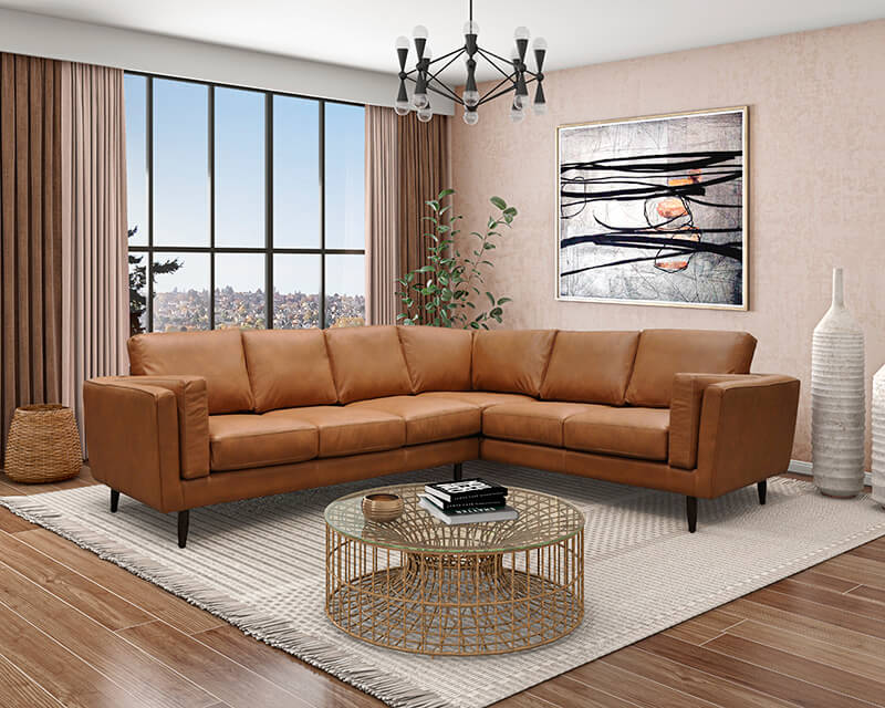 Brown leather sectional by Hayek's Leather Furniture