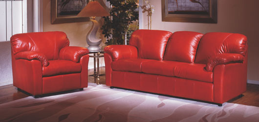 Red Leather Couch sold at Hayek's Leather Furniture