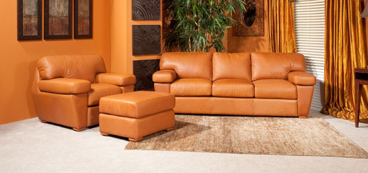 Orange Leather Couch sold at Hayek's Leather Furniture